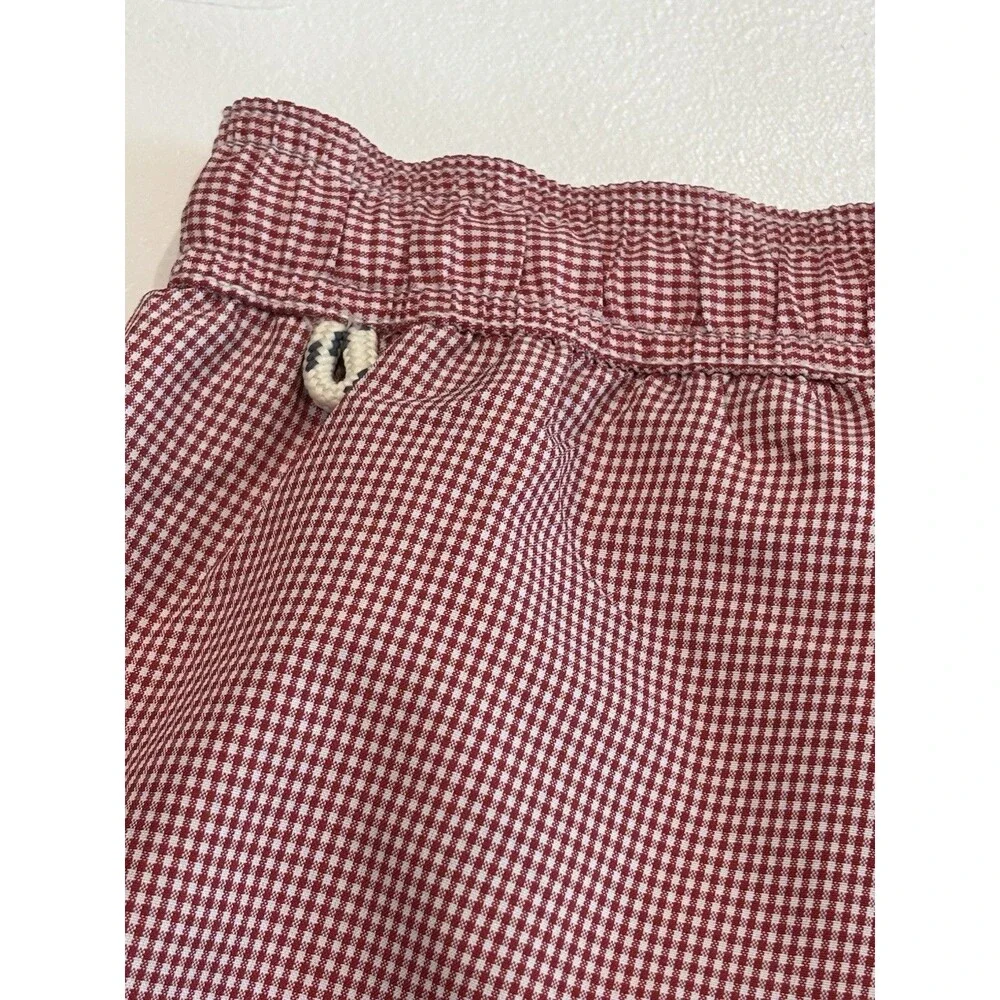 Boden London Men's 34 Swim Trunks Red/White Checkered With Pockets